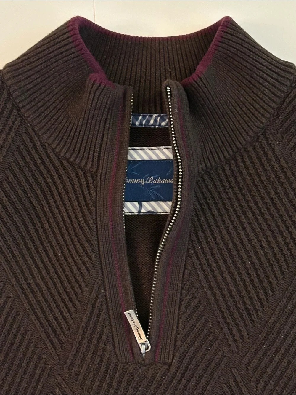 Tommy Bahama Cashmere and Cotton Blend Quarter-Zip Sweater - Size L - Mens